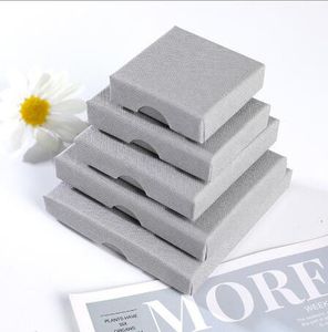 1.5cm Thin Jewelry Gift Boxes for Necklaces Earring Ring Gray Bulk Gift Box Sponge Filled for Christmas Gift Case