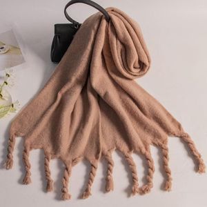 Lenços femininos modernos lenço térmico outono inverno engrosshing shawl com borlas trançadas elegantes embrulho para desgaste diário