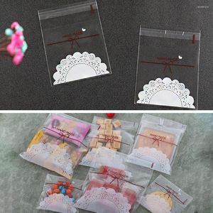 Gift Wrap 100Pcs Biscuit Packaging Bag Print Plastic Bags Candy Cookie Snack Self-Adhesive For Home Wedding Birthday Party