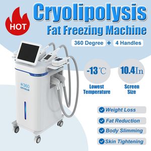 Criolipolisi a 360 gradi Cryo Body Slimmer Machine Riduzione della cellulite Criolipolisi congelante dei grassi 4 maniglie Dispositivo per modellare il corpo per la perdita di peso sottovuoto Uso del salone domestico