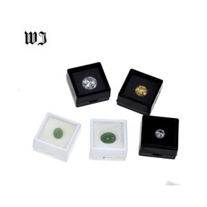 Stoisko biżuterii hurtowe kamienie szlachetne Diamenty pudełko luźne diamentowe wyświetlacze obudowy klejnot klejnot klejnot pojemnik do przechowywania plastikowy biały czarny 2205 DH8V2