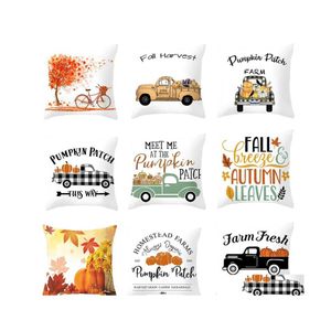 Pillow Case Dolisgiving Dekoracyjne poduszki 45x45 cm litery dyni drukowania sofy salonu poduszka er krzesła domowa rzut rzut upuszczeniem DH526