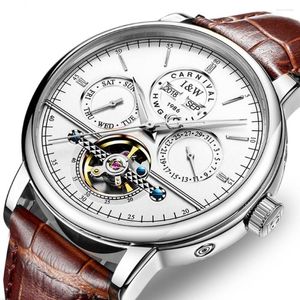 Wristwatches Perpetual Calendar Automatic Watch Men CARNIVAL Waterproof Mens Watches Top Tourbillon Mechanical 2023
