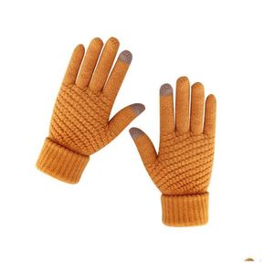 Pięć palców Rękawiczki dotykają sn zima dzianina dla kobiet lekka ciepła 2 palcem dotyka technologia upuszczenie mody Akcesoria H Dhgek
