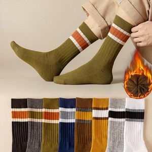 Men's Socks Winter Warm Cotton For Men Multi-color Stripe Crew High Type 1 Pack