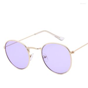 Sonnenbrille 2023 Kleine Reflexionen Männer Frauen Retro Metallrahmen Auge Gelb Rot Vintage Winzige Runde Weibliche Sonnenbrille