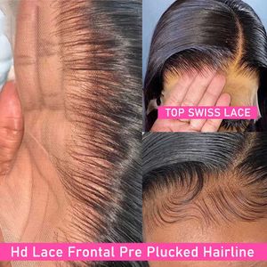 NXY LACE WIGS HD FRONTAL 30 32 polegadas Cabelo humano de onda solta para mulheres 180% Remy brasileiro 13x4 Corpo 230106