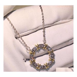 Подвесные ожерелья Choucong Brand Cross Luxury Jewelry 925 Стерлинги Серным круглым срезом белый 5A кубический циркон CZ Diamond Gemstones Женщины W DHJ40