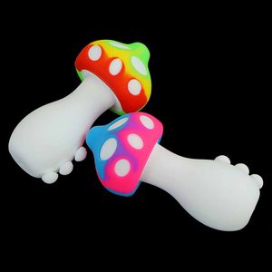 Pipa per fumare Pipa a forma di fungo in silicone colorato Pipa a mano Gorgogliatore Accessori per fumo Narghilè Olio con ciotola di vetro