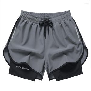Pantanos cortos masculinos para hombres forrados profesionales de deportes que corren secado r￡pido de la cintura para mediados de la cintura de cinco puntos pantalones talla grande