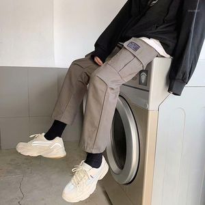 Men's Pants Hong Kong Wind Cargo Autumn Fashion Brand Straight Leg Loose Casual Korean Students Versatile Nine Poi