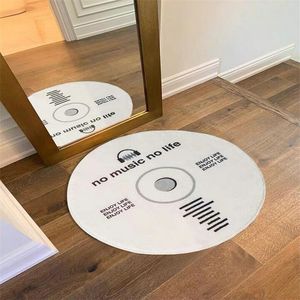 Matta retro musik skiva mönster mjuk rund non glid golvmatta cd area matta vardagsrum sovrum dekor kaffbord 230105