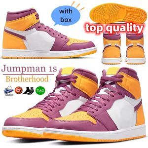1 1s Jumpman Basketball Shoes Brotherhood High Low Sneakers Herr Dam Trainers sportskor för män löpning Nyckelring Tag med lådor