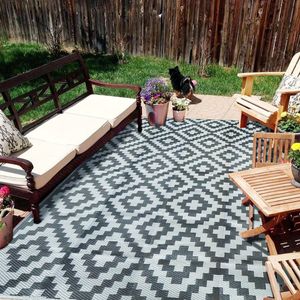 Teppich-Picknickdecken, 120 x 180 cm, wendbare Bodenmatte, recycelte UV-beständige Teppiche, Outdoor-Kunststoffteppich, faltbar, 230105