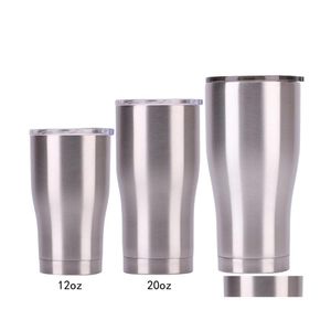 Tumblers rostfritt stål tumbler cup med locket 30/20/12oz dubbel väggvägg vakuumkolv insatt öl dricka termoser kaffe vt0225 drop dhr79