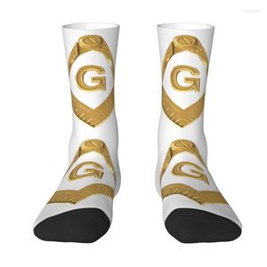 Men's Socks Gold Freemason Logo Dress Men Women Warm Fashion Masonic Mason Crew