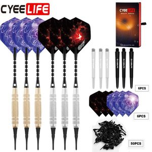 Darts Cyeelife 3/6/9/12pcs Profissional 18g Dica macia Dadrões com itens de alumínio Conjunto de dardo de plástico para Dartboard eletrônico 0106