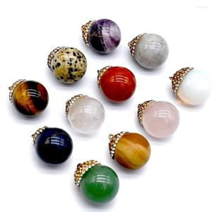 Colares pendentes estilo 3pcs/lotes de cristal natural branco bola redonda bola de amethysts hat chapé colar de contas