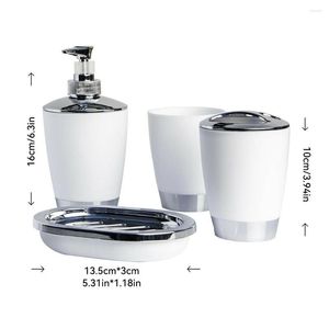 Bath Accessory Set 6Pcs Kit Modern Convenient Soap Dispenser Plastic Brush Holder El Toilet Washroom Storage Decor