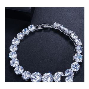 Wedding Bracelets Tennies Bracelet Luxury Jewelry 18K White Gold Fill Platinum Plated Round Cut Topaz Cz Diamond Stackable Women Dro Dhyzc