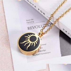 Pendant Necklaces Shiny Round Sun Urn Necklace Stainless Steel Ashes Holder Keepsake Memorial Jewelry Cremation Locket Drop Delivery Dhigs