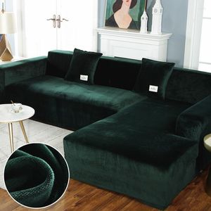 Chair Covers Velvet Elastic Plush Sofa Cover Living Room Solid Corner Sectional Chaise Lounge Couch Set Armchair L Shape Seat Slipcovers