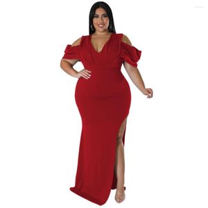 Plus Size Dresses Big Beautiful Women Elegant Long Dress Female Sexy Robe Girls Hollow Out Party Vestidos Lady's Pack Hip Split