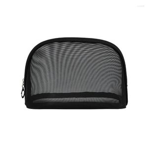 Cosmetic Bags Durable Black Mesh Toiletry Pouch Large Capacity Cloth Travel Bag Makeup Organizer For Outdoor 1PC