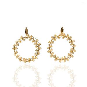 Dangle Earrings LANFLORA Chinese Style Circular Champagne Crystal Handmade Women For Girlfriend Birthday Gift Bulk Wholesale