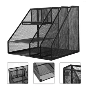 Kancalar Organizatör Dosya Masası Mesh Depolama Tutucu Kağıt Tel Dikey Masaüstü Metal Raf Demir Raf Tepsi Kutuları İstiflenebilir Siyah