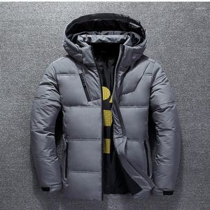 Men's Down Duck Jacket Men Thicken Hooded Long Sleeve Zipper Pocket Coat Warm Feather Winter Casual Outwear 4XL