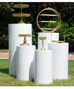 Gift Wrap 3 5pcs Round Cylinder Pedestal Display White Gold Art Decor Cake Rack Plinths Pillars for DIY Wedding Decorations Holiday 230105