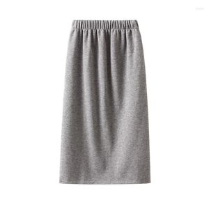 Skirts Autumn And Winter Commuting Fashionable Comfort Wool Blend Plush High Waist Split Skirt Straight Tube Mid Length Wom