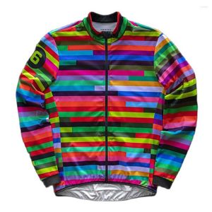 Racingjackor Vinter/Spring Twin Six Cycling Windbreaker Bicycle Color Stripe långärmad vindtät vattentät jacka UV -tröjor