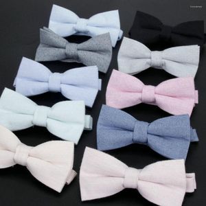 Bow Ties Solid Color Bowtie Formal Cotton Tie For Man Classical Casual Bowties Colorful Futterfly Wedding Party Pet Tuxedo Neck