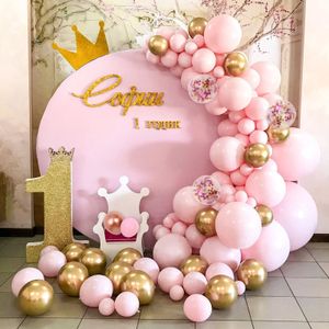 Andra dekorativa klistermärken Pink Balloon Arch Garland Kit Metal Rose Gold Confetti Latex Balloons födelsedag Baby Shower Wedding Party Decoration Supplies 230105