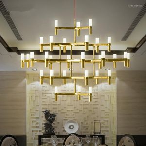 Żyrandole Post Nowoczesna korona LED Major Duplex Villa Restaurant oświetlenie czarne/białe/chromowe/złoty 12/30 głów
