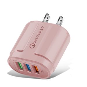 Carregador de parede de viagem 3 portas USB Carga rápida Macaron Color 5V2a US plug plug home Dock Chargers Adaptador de energia Carregamento para Huawei Samsung Galaxy Note LG Tablet