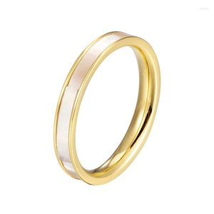 Anéis de casamento lindos um círculo de conchas para mulheres aço inoxidável de boa qualidade de ouro e rosa jóias presentes por atacado