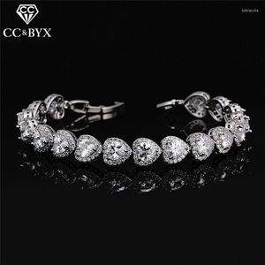 Kadınlar için lüks cazibe bilezikler kristal kalp şekli parlatıcı rhinestone bileklik düğün aksesuarları gelin nişan takı s0064
