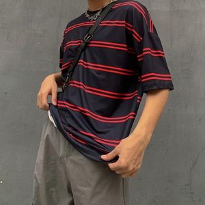 Men's T Shirts Oversized Red Black White Men Tshirt Summer Couple Harajuku Striped Loose Short Sleeve Top Women Cool Fashion 2023 Hip Hop