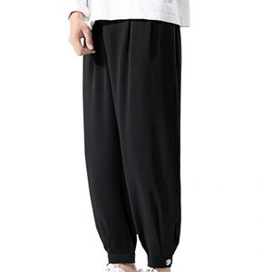 Men's Pants Classic Men Elastic Waist Ankle-length Smooth Ankle Tied Oversize
