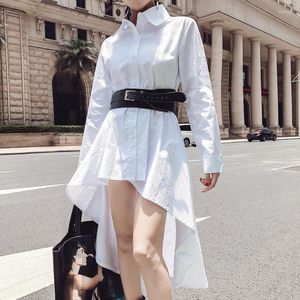 Casual Dresses Arrival Women Fashion Design Short In Front And Long Back Shirt Dress 2023 Sleeve Spring Autumn Irregular F39