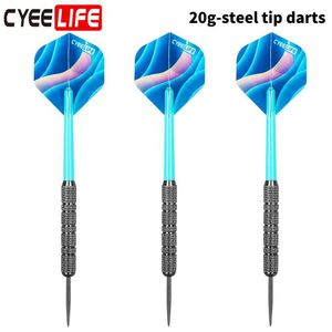 Darts Cyeelife Nowe rzutki 3PCS 20G końcówki stalowe rzutki igła PC wałek wałowy korpus z laserowymi lotami 0106