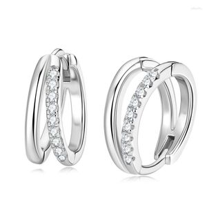 Hoop Earrings IOGOU Genuine Moissanite Double For Women 925 Sterling Silver In Trendy 2023 Engagement Jewelry Gift