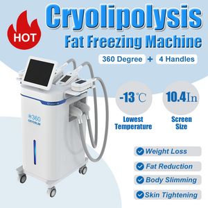 Máquina de emagrecimento corporal 360 ° Cryolipolysis Congelamento de gordura 4 alças Vácuo Contorno corporal Remoção de peso Anti celulite Dispositivo de redução de gordura Uso em salão doméstico