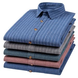 Männer Casual Hemden 100 Baumwolle S 7XL Gestreiftes Hemd Für Herren Langarm Slim Fit Business Männliche Kleid Dicke Arbeit männer 230105