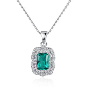 Retro Pendant Necklace S925 Silver Set Emerald Zircon Exquisite Necklace European Women Fashion Collar Kedja Kvinnor Wedding Party Jewelry Valentine's Day Gift SPC