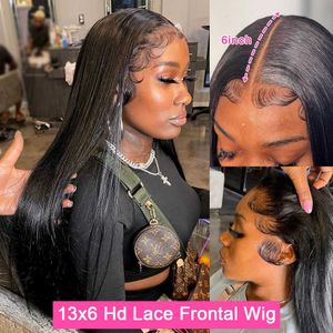 NXY LACE WIGS HD 13x6 Mänskligt hår front för kvinnor föregick 180% brasiliansk remy 30 40 tum rak front 230106