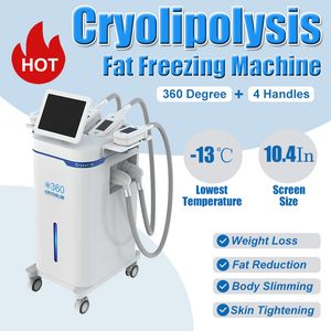 Cryo Slimming Machine Anti Cellulite Fat Loss 360 ° Cryolipolysis Fat Freeze 4 HANDLAR VACUUM kroppsvikt Borttagningsenhet Hem Salong Användningsutrustning